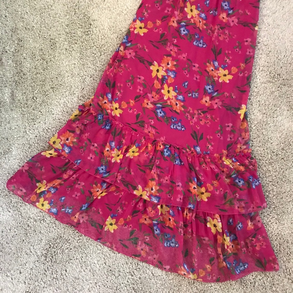 EUC Old Navy Pink Floral Ruffled Maxi Dress, Sz M - Picture 5 of 15